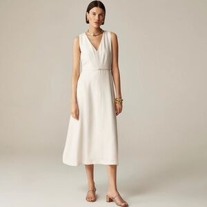 New J.CREW Mathilde V-Neck Dress in Luster Canvas Summer Linen $228 CK880